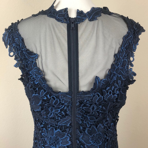 Cache Gorgeous Floral Blue Applique Sheath Dress - Picture 9 of 13